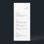 Saubere Schwarz-Weiß-Hochzeit Menükarte<br><div class="desc">Moderne Hochzeitsmenüs mit einem schlichten und eleganten Design mit Serif- und Script-Schriftart.</div>