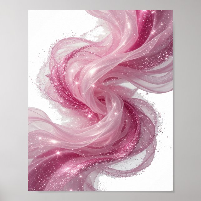 Saubere Silber ABSTRACT ART Kunstprint v3 Poster (Vorne)