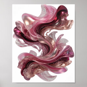 Saubere Silber ABSTRACT ART Mode Druck Poster