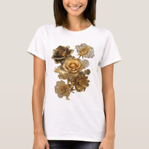 Saubere Silber-GOLDEN ROSES Statement T-Shirt