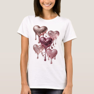 Saubere silberne HERZEN AUS GLITZERN UND GLAMOUR T-Shirt