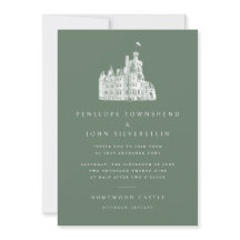 Saubere Typografie Burg Illustration Grüne Hochzei