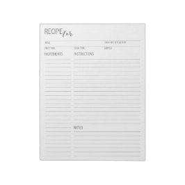 Saubere und einfache, detaillierte Rezeptorseiten Notizblock