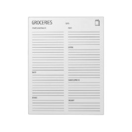 Saubere und einfache Lebensmittelliste Notizblock