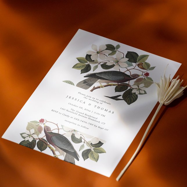 Saubere und elegante Taube - Einladung zur Hochzei (Elegant & Personalized: Pigeon Love Story Wedding Invitation)