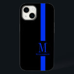 Saubere und minimale Monogramm | Thin Blue Line |  Case-Mate iPhone 14 Hülle<br><div class="desc">Dieses iPhone Case mit einem cleveren, aber minimalen Aussehen, das den Kopf drehen wird, ist mit dem benutzerdefinierten Monogramm und dem Namen des Serviceteams gekennzeichnet, das in den klassischen, dünnen blauen Streifen integriert ist. Die dünne blaue Linie ist eine symbolische Darstellung der US-Polizei. Das wäre ein großartiges personalisiertes Abschluss- oder...</div>