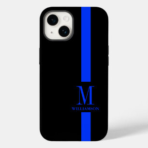 Saubere und minimale Monogramm Thin Blue Line iPhone 14 Hülle
