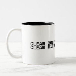 Sauberer Code, klarer Geist, Minimalist Zweifarbige Tasse
