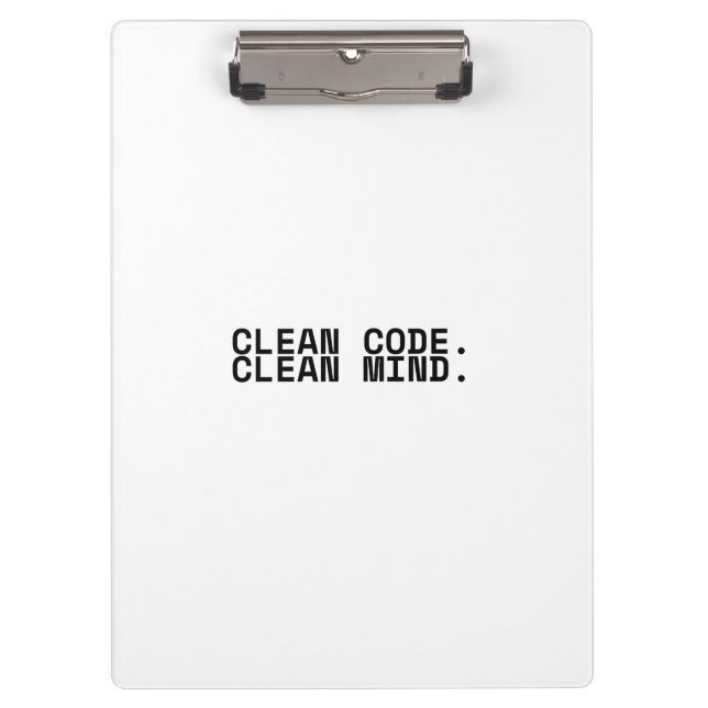 Sauberer Code, klarer Geist, minimalistischer Indu Klemmbrett (Vorderseite)