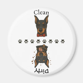 Sauberer Dobermann Schmutziger Dobermann mit Texte Magnet