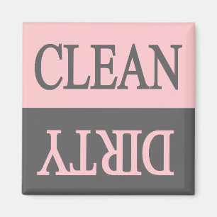 Sauberer, schmutziger, grau und rosa Spülmaschinen Magnet
