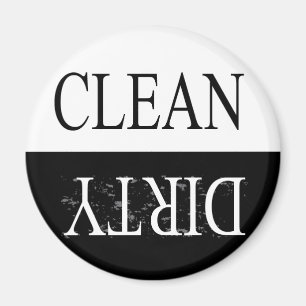 Sauberer schmutziger runder Geschirrspüler-Magnet Magnet