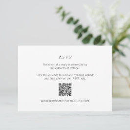 Sauberer schwarzer und weißer QR-Code Moderne Hoch RSVP Karte