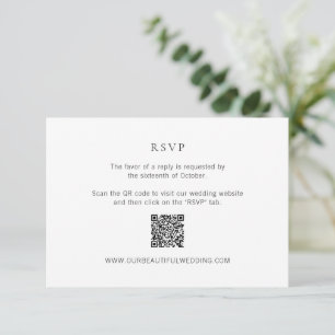 Sauberer schwarzer und weißer QR-Code Moderne Hoch RSVP Karte
