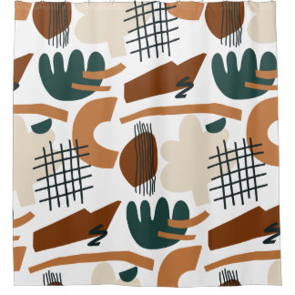 Sauberes abstraktes Boho-Muster | Modernes Minimal Duschvorhang