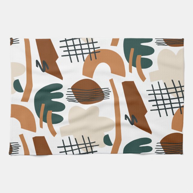 Sauberes abstraktes Boho-Muster | Modernes Minimal Geschirrtuch (Horizontal)