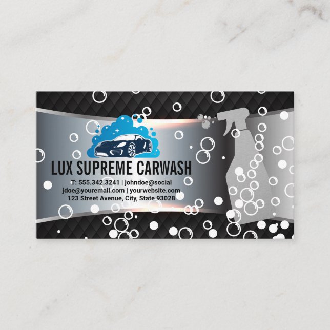 Sauberes Auto-Wash-Logo | Seifenblasen-Visitenkart Visitenkarte (Vorderseite)