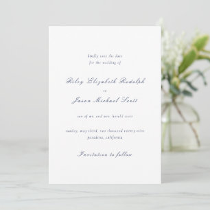 Sauberes, blaues Elegant Hochzeit Save The Date