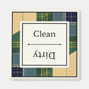Sauberes Dirty Gordon Kleid Tartan Geschirrspülmas Magnet