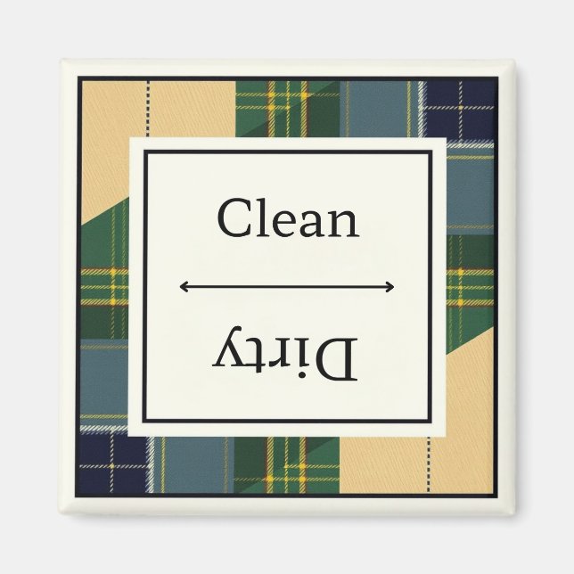 Sauberes Dirty Gordon Kleid Tartan Geschirrspülmas Magnet (Vorne)