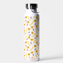 Sauberes gelbes Blumenmuster Wasser Flasche