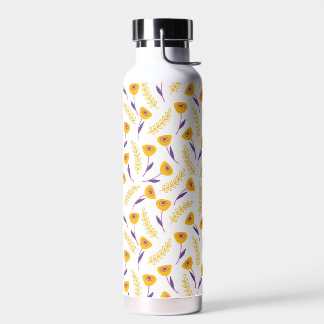 Sauberes gelbes Blumenmuster Wasser Flasche (Links)