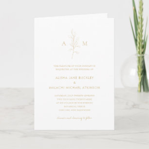 Sauberes Gold Botanische Foto Elegante Hochzeit Einladung