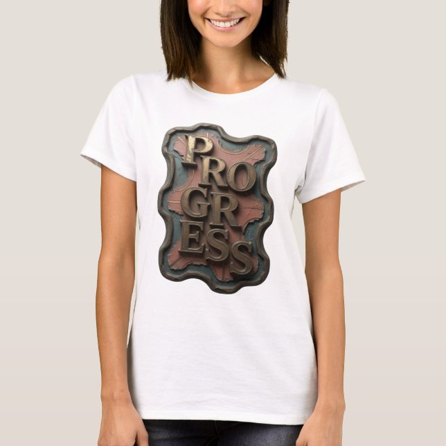 Sauberes Gold PROGRESS Statement Design T-Shirt (Vorderseite)
