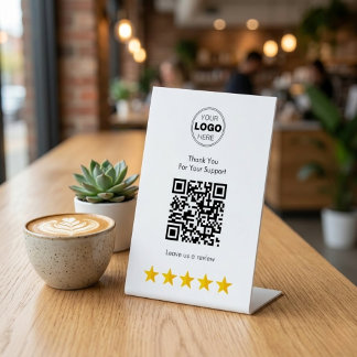 Sauberes Minimalistisches Dankeschön Bewertungs-QR Sockelschild