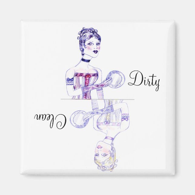 Sauberes oder dreckiges Viktorianisches Geschirrsp Magnet (Vorne)