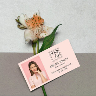 Sauberes Rosa-Logo und persönliches Foto Visitenkarte