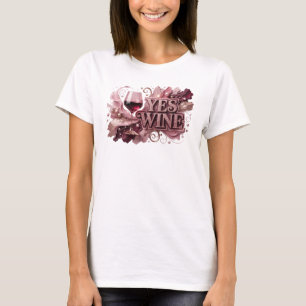 Sauberes rotes YES WINE künstlerisches Motiv T-Shirt