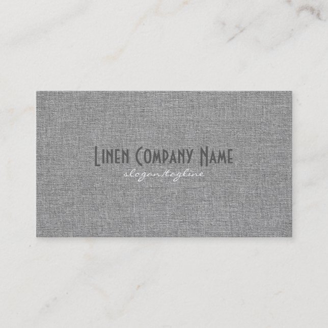 Sauberes Schwarz & Grau Linen Burlap Textur Visitenkarte (Vorderseite)