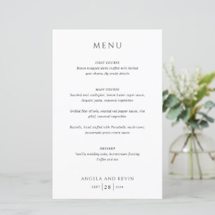 Sauberes Schwarz-Weiß-Modernes-Hochzeitsmenü