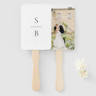Sauberes Schwarz-Weiß-Monogramm Moderne Hochzeit Fächer