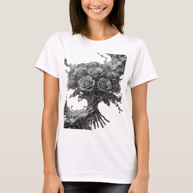 Sauberes Silber ABSTRACT ART Statement T-Shirt (Vorderseite)