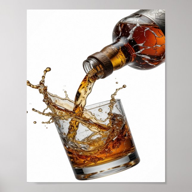 Sauberes Silber WHISKY SPLASH Design Poster (Vorne)