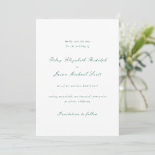 Sauberes Smaragdgrün Elegante Hochzeit Save The Date