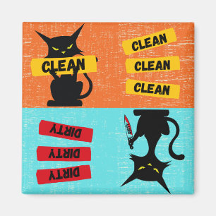 Sauberes und schmutziges Katzengeschirrspüler Magn Magnet