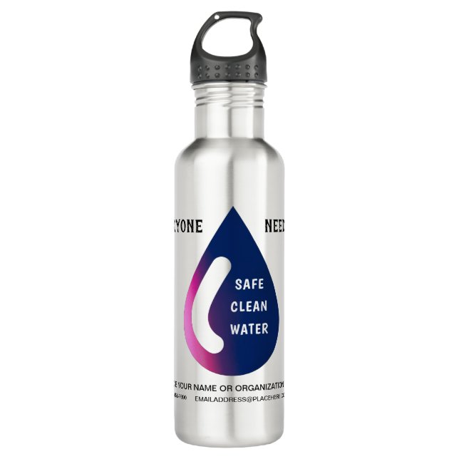 Sauberes Wasser Bleibe sichere Unternehmen persona Edelstahlflasche (Vorderseite)