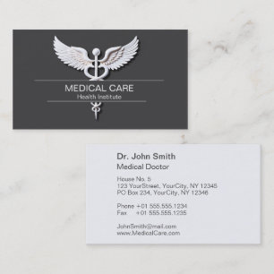 Sauberes weißes Detail Caduceus Anthracit Medical Visitenkarte