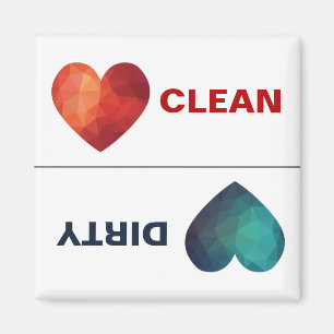 Säubern Sie rotes Herz und schmutzige blaue Magnet