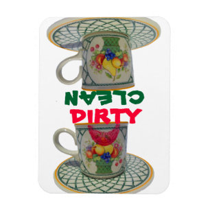 Säubern Sie schmutziges niedliches Geschirr Magnet