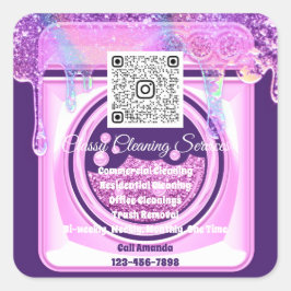 Säuberung des Lila QRCode-Logos von Haushaltshilfe Quadratischer Aufkleber