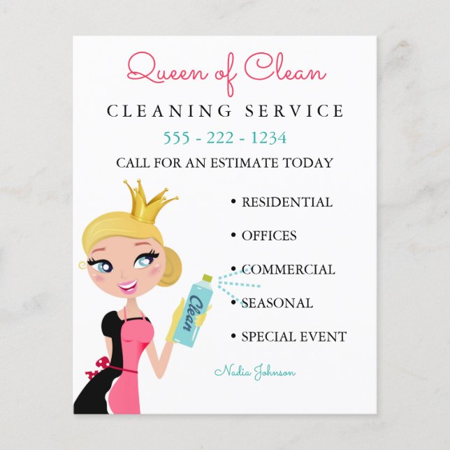 Säuberungsdienst Blonde Charakter Kronenzeichen Fl Flyer (Vorne)