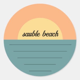 Sauble Beach Ontario Kanada Retro Seeufersonne Runder Aufkleber