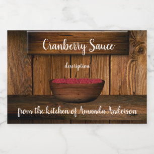 Sauce canneberge Bois rustique Étiquette de produi