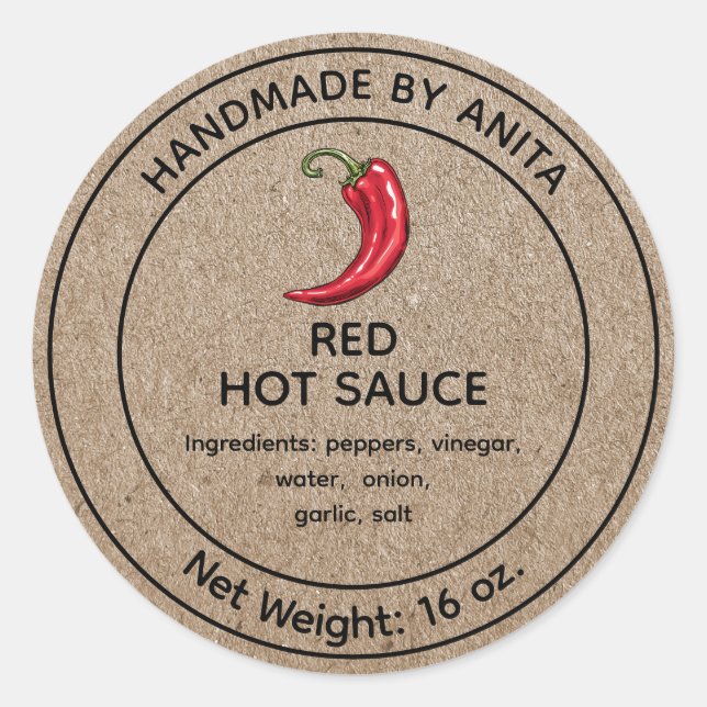 Sauce chaude rouge Confiture Étiquette Kraft (Devant)