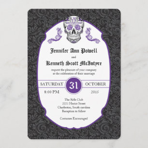 Sauce sucre Violet Mariage damassé Invitations