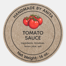 Sauce tomate Jar Étiquette Kraft Style papier